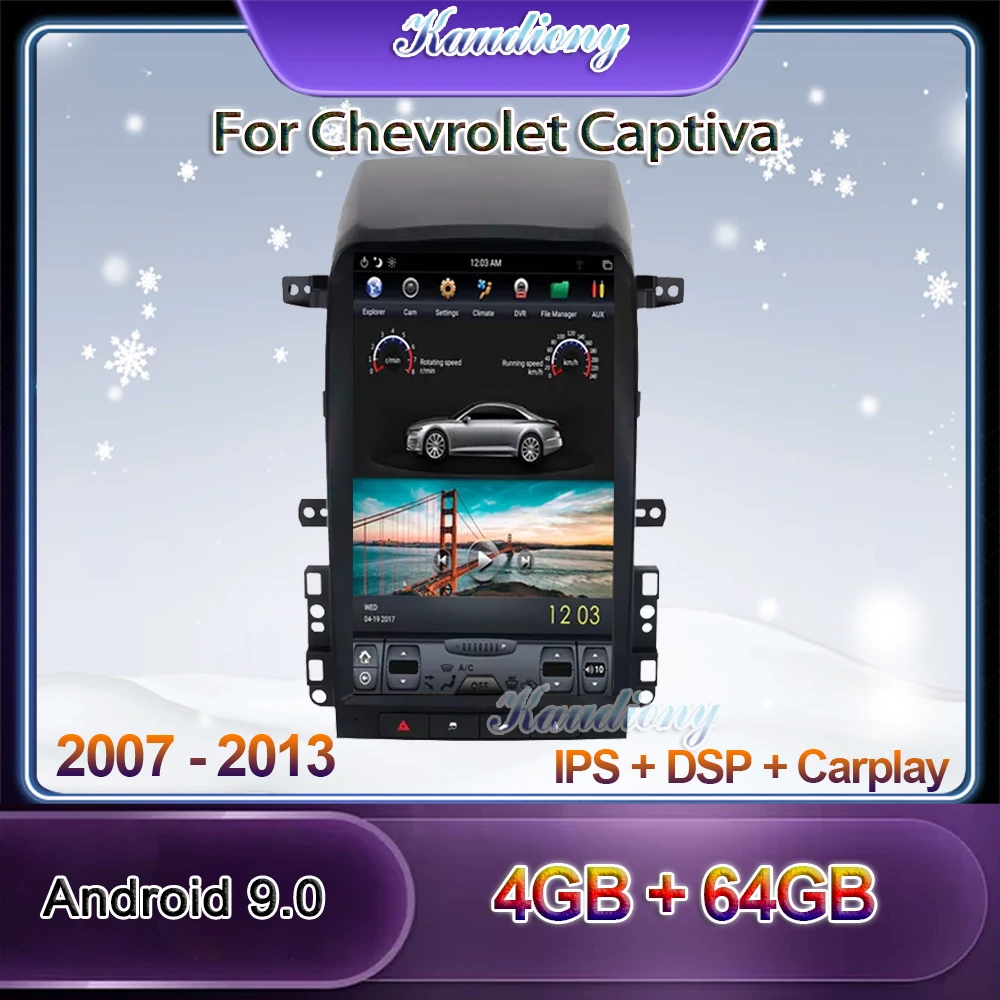 Kaudiony 13 6 &quotTesla Style Android 9 0 для Chevrolet Captiva автомобильный мультимедийный плеер