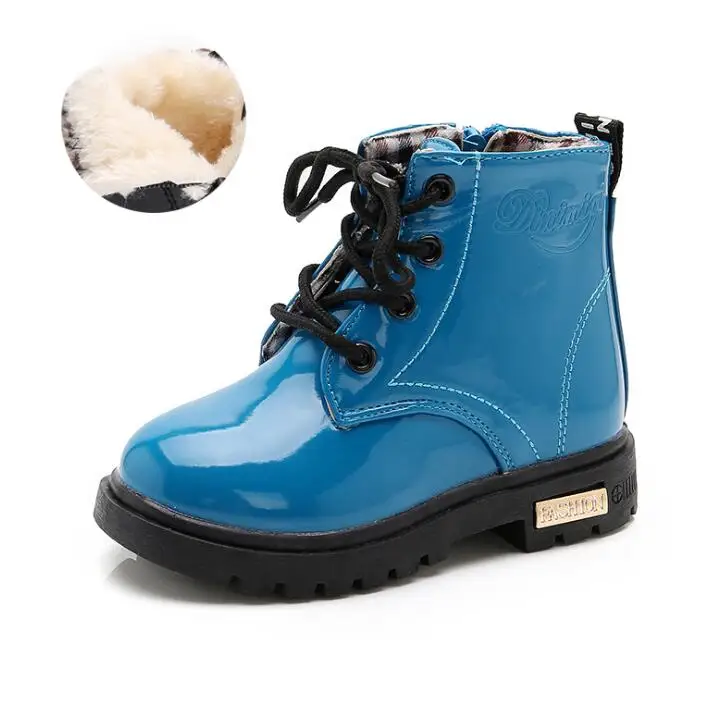 Осень зима модные детские ботинки на меху детская обувь для мальчиков и девочек