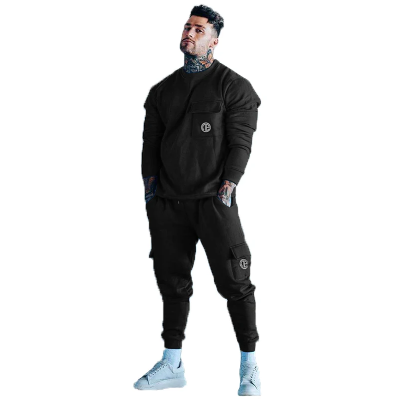 

2020 Spring New Men Hoodies Pants 2Pcs/Sets Sweatshirt Sweatpants Male Gyms Fitness Tops Trousers Joggers Sportswear Tracksuits