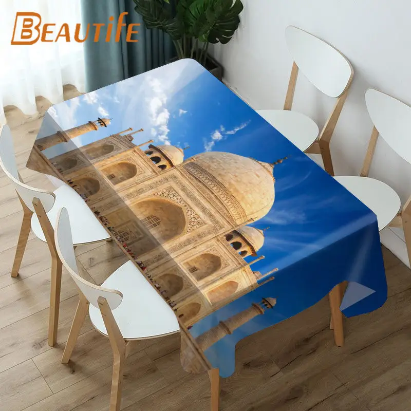 

Taj Mahal Build Table Cloth Oxford Print Waterproof Oilproof Home Square/Rectangular Party Table Cover 100X140cm,140X250cm 0820