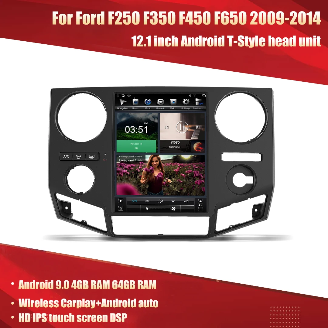Radio unità principale android t-style per Ford F250/F350/F450/F650 2009-2014 multimidia 12.1 pollici Touch screen autoradio super duty