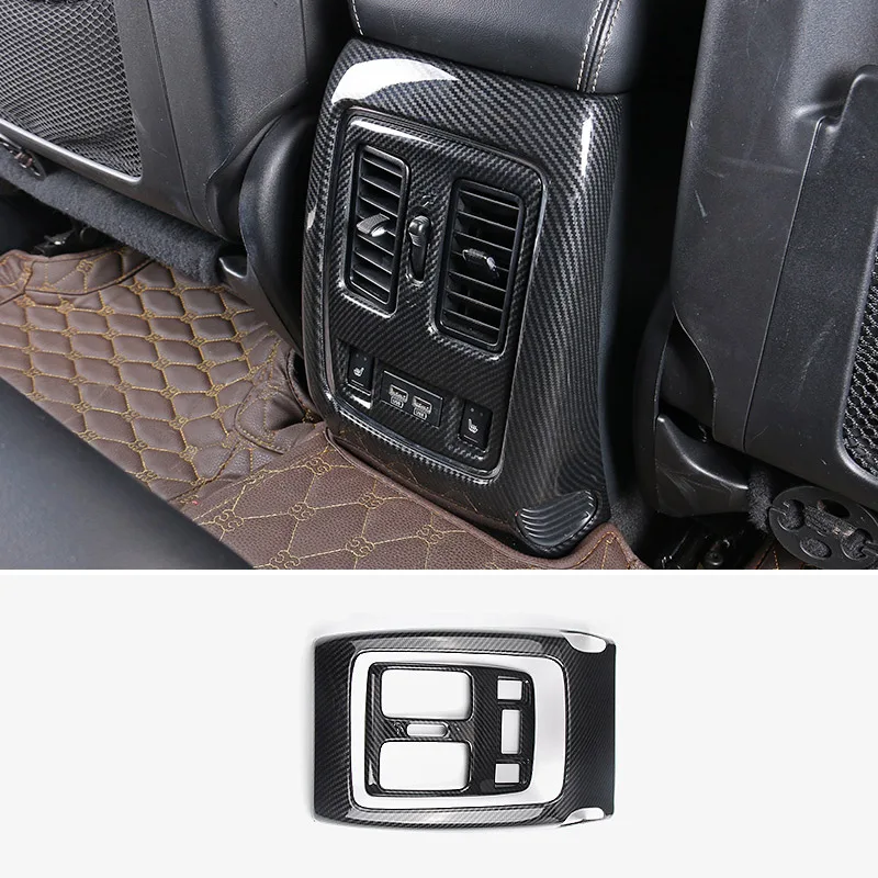 Carbon fiber АБС-пластик хром/углеродного волокна задний подлокотник вентиляционное отверстие Накладка для Jeep Grand Cherokee аксессуары - Название цвета: Carbon fiber