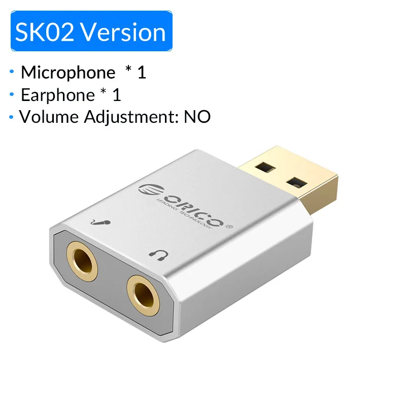 ORICO, звуковая карта, внешний USB интерфейс, 3,5 мм, стерео микрофон, аудио, регулировка громкости, бесплатный адаптер для привода, для ноутбука, PS4, головной убор