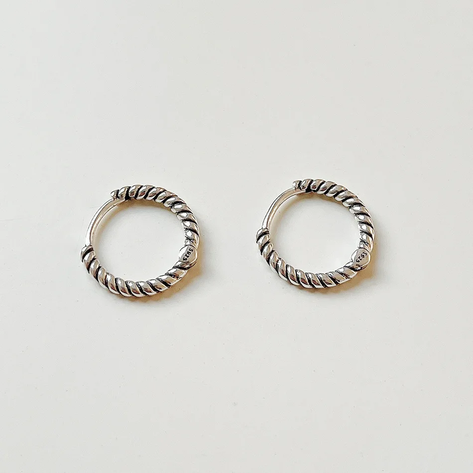 

Real 925 Sterling Silver Earrings for Women Simple Trendy Hemp Rope shape Earring Fine Jewelry Wedding Party Gifts