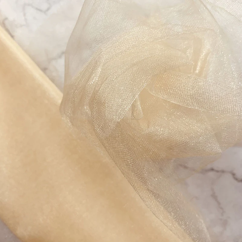 

48cm x 5m Organza Backdrop Railing Decoration Wedding Yarn Tulle Sheer Crystal Fabric Birthday Party Wedding Arch Ceremony decor