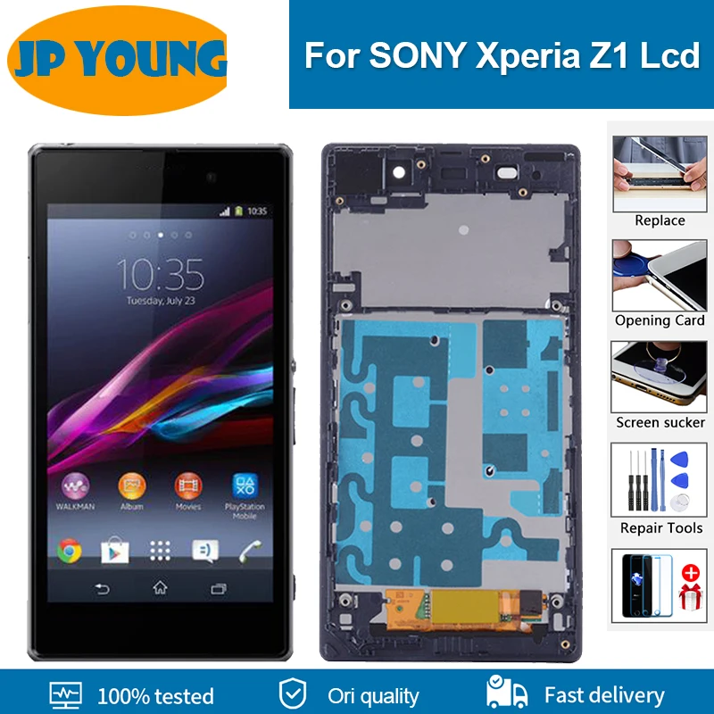 ЖК-дисплей 5,0 'для SONY Xperia Z1 L39H C6902 C6903, дисплей с сенсорным экраном и дигитайзером в сборе, сменная рамка, Бесплатные инструменты
