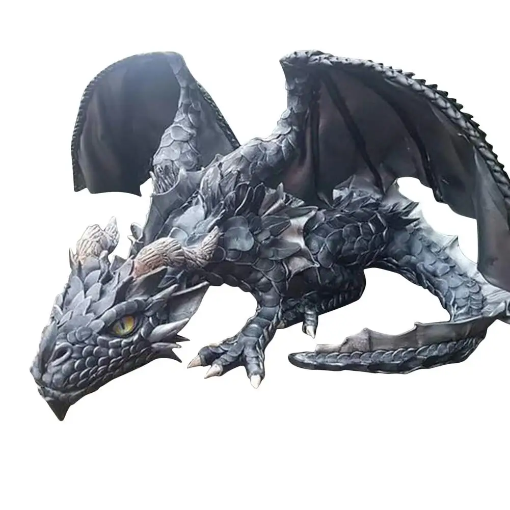 

Big Squatting Dragon Sculpture Realistic Dragon Statue Garden Home Decoration Outdoor Unique Halloween Gift Resin Ornament