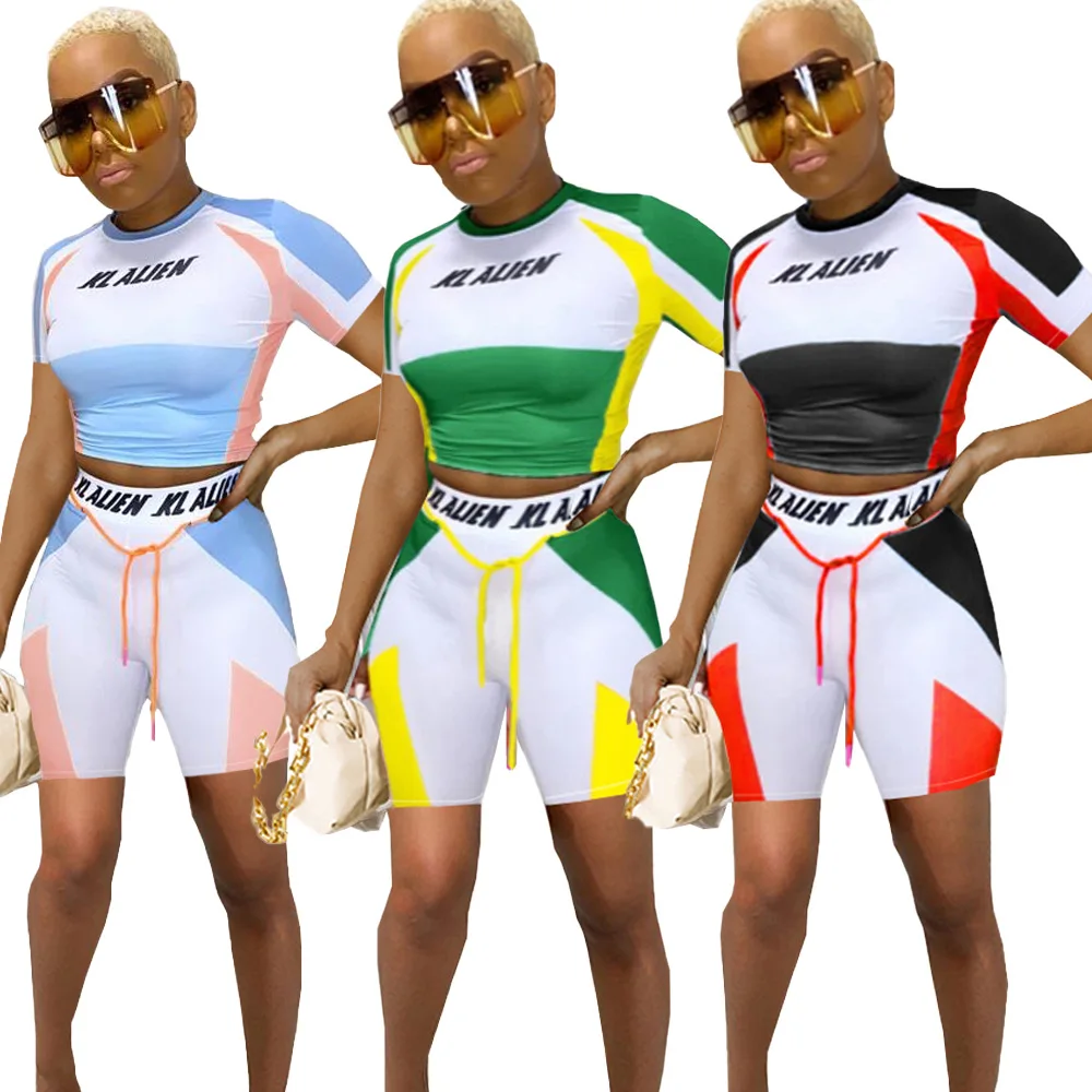 

Летний Новый Стиль, Женский Повседневный облегающий спортивный костюм с принтом и кулиской