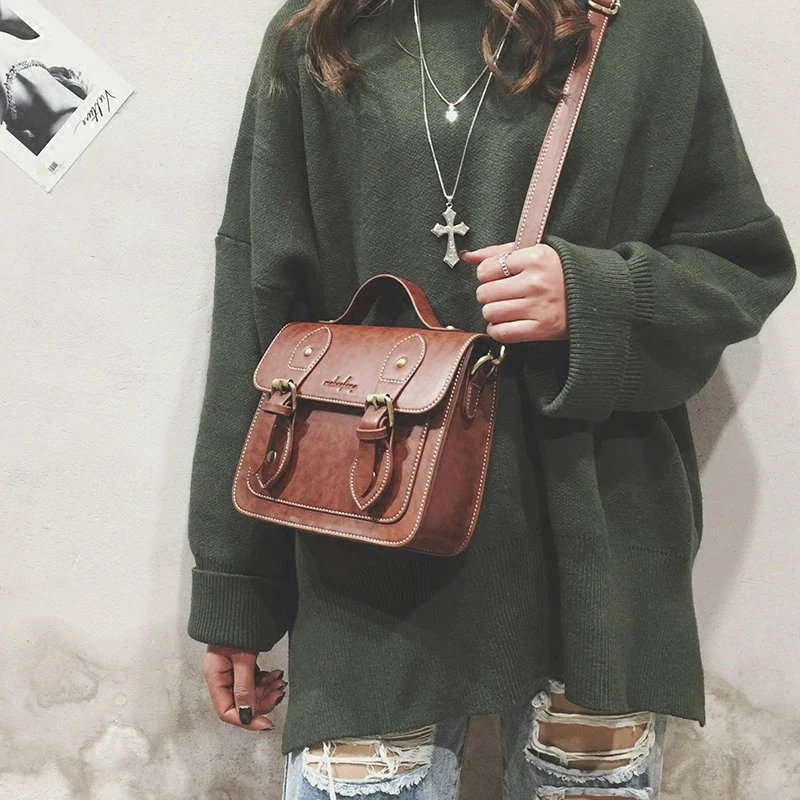 Сумка-мессенджер Женская винтажная кожаная в британском стиле ретро 2020 | Багаж и