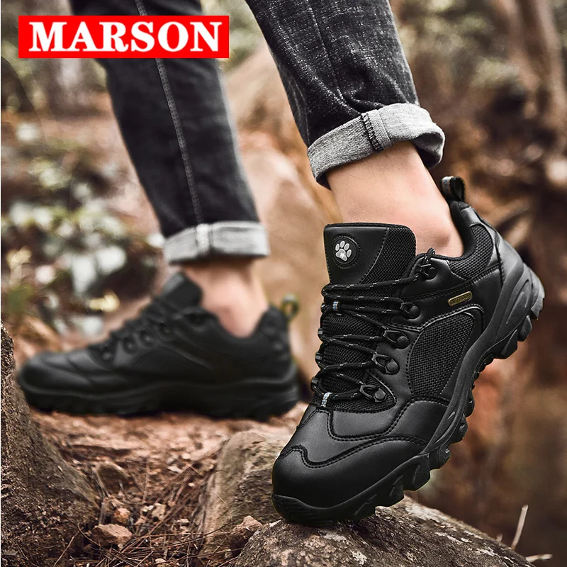 

MARSON Men's Casual Shoes Mountain Climbing Outdoor Sport Shoes Male Lace Up Wear Resistant Trekking Hiking Sneakers Plus Size