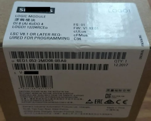 

Оригинальный логотип 6ED1052-2MD08-0BA0! 12/24RCEO Logic Module 8 DI (4AI)/4 DO New In Box