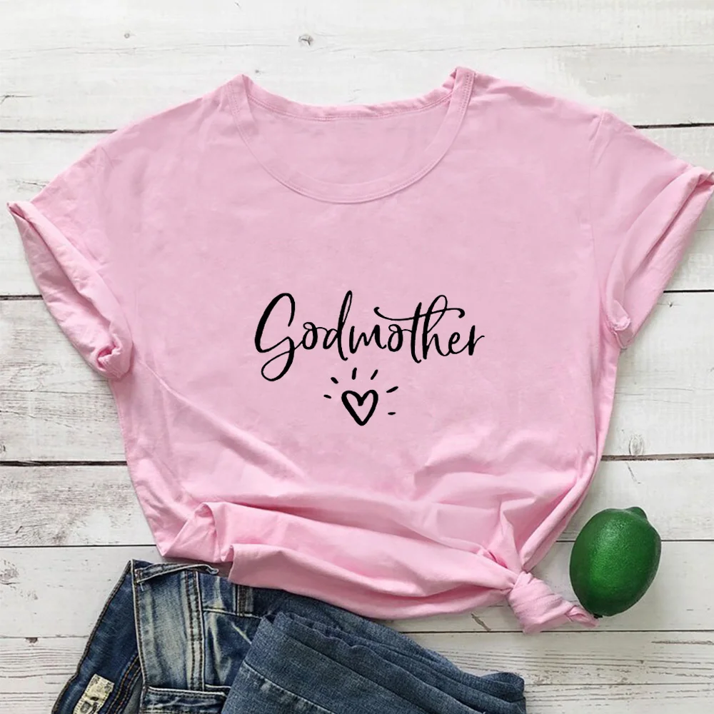 Godmother Letters Print Women Tshirts Casual Women Short Sleeve Hipster Graphic Tee Black White Women T Shirt Top Streetwear