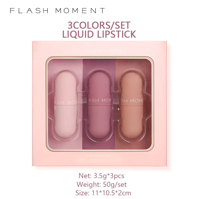 3pcs Set(F2124) FlashMoment 5 видов цветов, Милая Мини матовая губная помада, долговечный набор, губная помада для губ, водостойкая матовая губная помада, набор для губ, блеск для губ - Цвет: 3pcs Set(F2124)