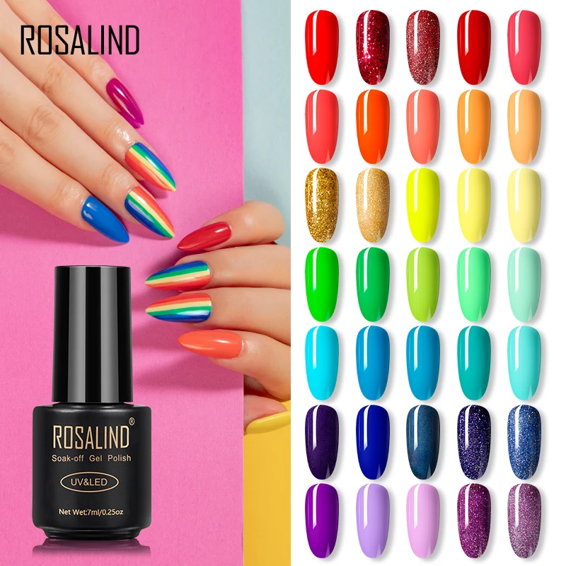 

ROSALIND Gel Nail Polish 7ML Vernis Semi Permanent Gel Polish Rainbow Series Nails Varnishes UV Soak Off Hybrid Lacquer Nail Art