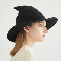 autumn winter fashion witch hat wool cosplay costumes props magic sorcerer wizard enchanter cap pointy bucket hat