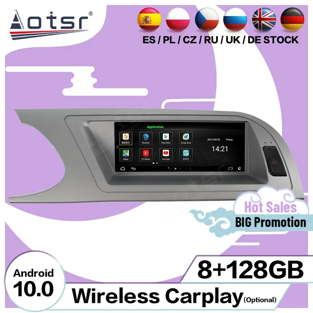 

8 + 128 ГБ мультимедийный Android 10 плеер для Audi A4 2009 2010 2011 2012 2013 2014 2015 2016 GPS Navi автомобильное радио видео головное устройство