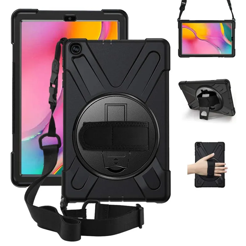 

360 Rotation Hand Strap Kickstand Kid Funda For Samsung Galaxy Tab A 10.1 Case 2019 T510 T515 Heavy Duty Rugged Protective Cover