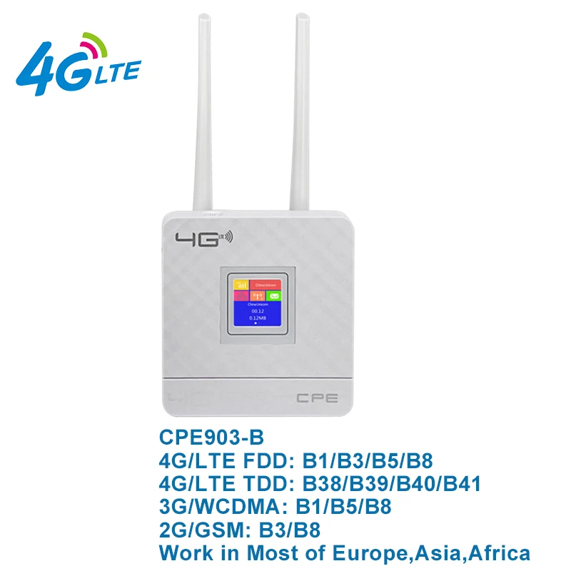 CPE903-B 4G WiFi роутер 300 Мбит/с беспроводной Wi-Fi Мобильный CAT4 LTE/3g/4G разблокированный CPE роутер с sim-слотом WAN/LAN порт Поддержка нескольких диапазонов - Цвет: CPE903-B