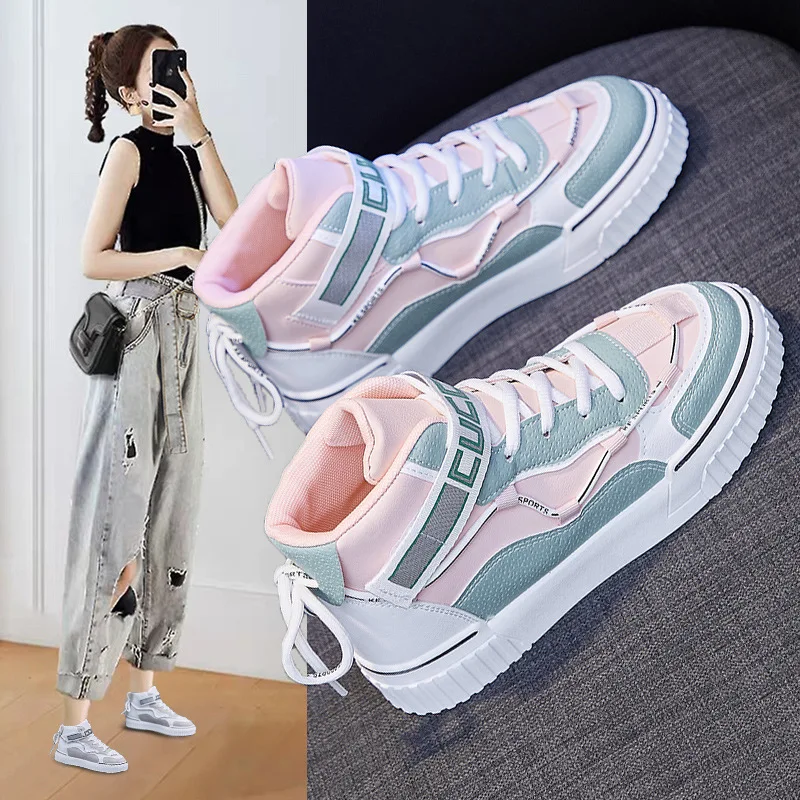 

Модные высокие повседневные туфли, Новинка Весна 2022, корейские студенческие белые туфли, Уличная Повседневная обувь