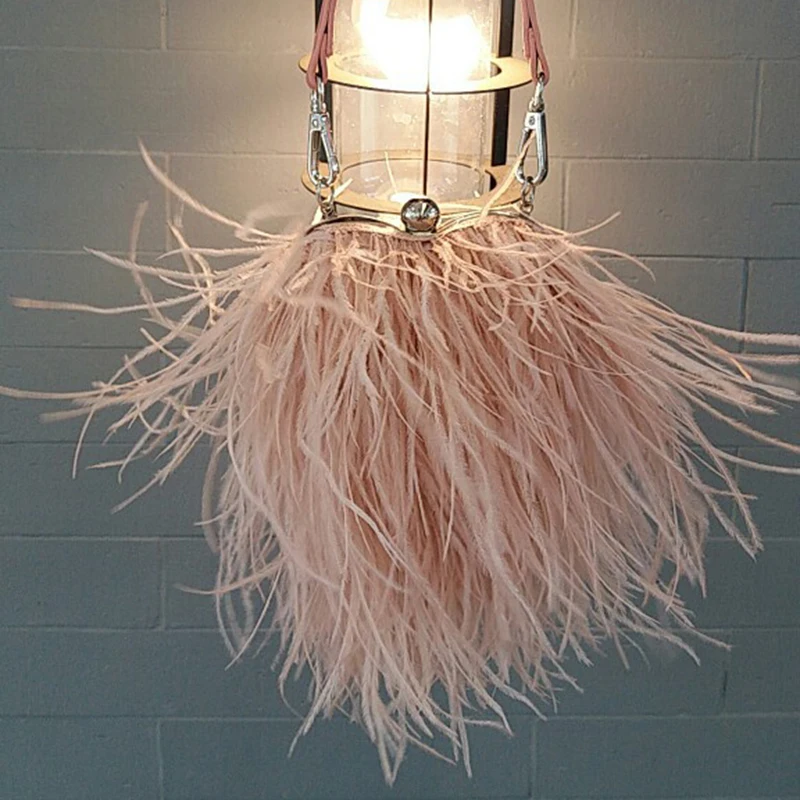 Для женщин натуральный мех страуса вечерняя сумочка для вечерние свадебные