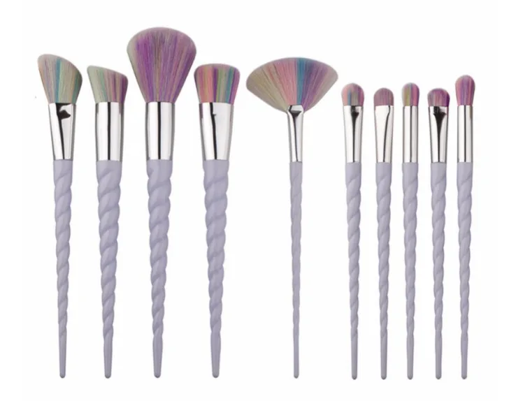 Профессиональные кисти для макияжа с фиолетовой спиральной ручкой 10 шт. пудры