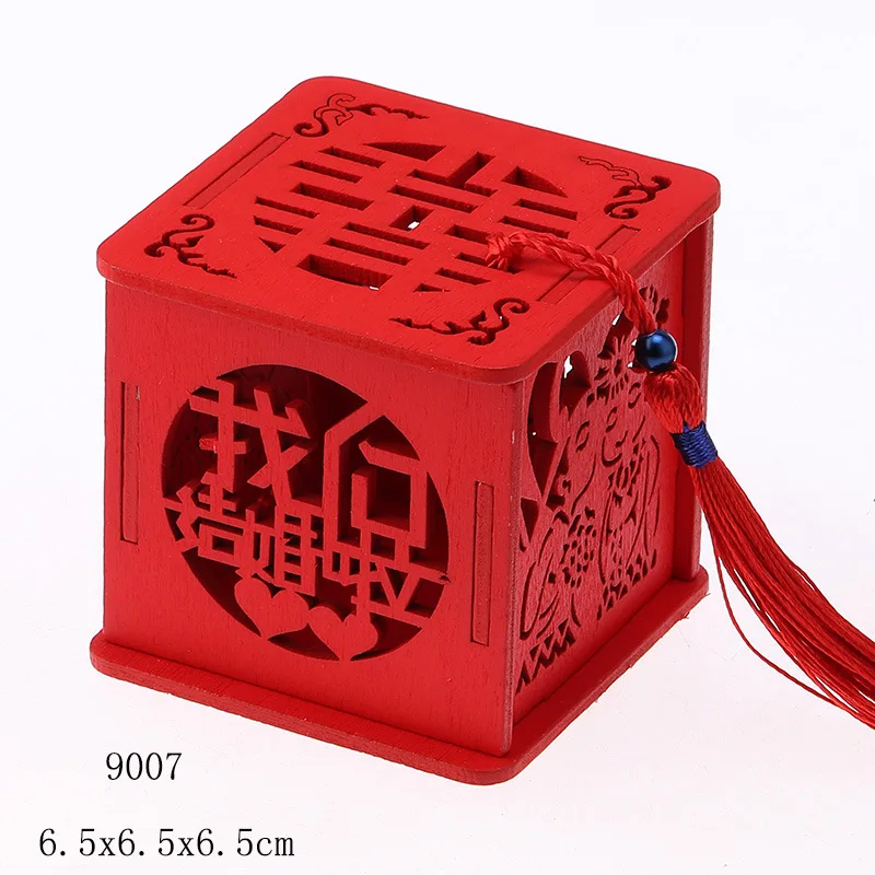 Material: madera Color: rojo tama&ntilde;o: 6,5 cm x 6,5 cm x 6,5 cm peso: alrededor de 30g cantidad: 200 unids/lote Nota: las cajas llegan planas y plegables simples-1