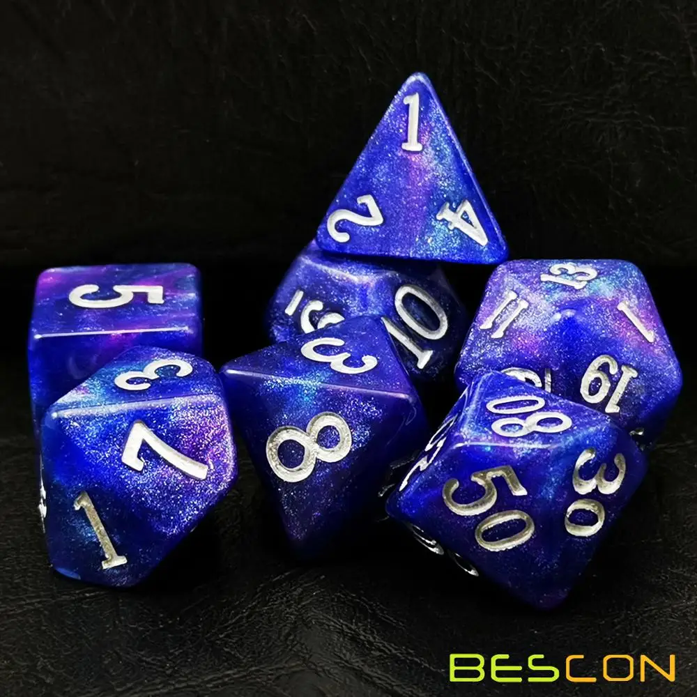 Bescon Звездная ночь игральные кости набор серии, 7 шт. многогранные РПГ кости набор Млечный путь, полночь, сумерки