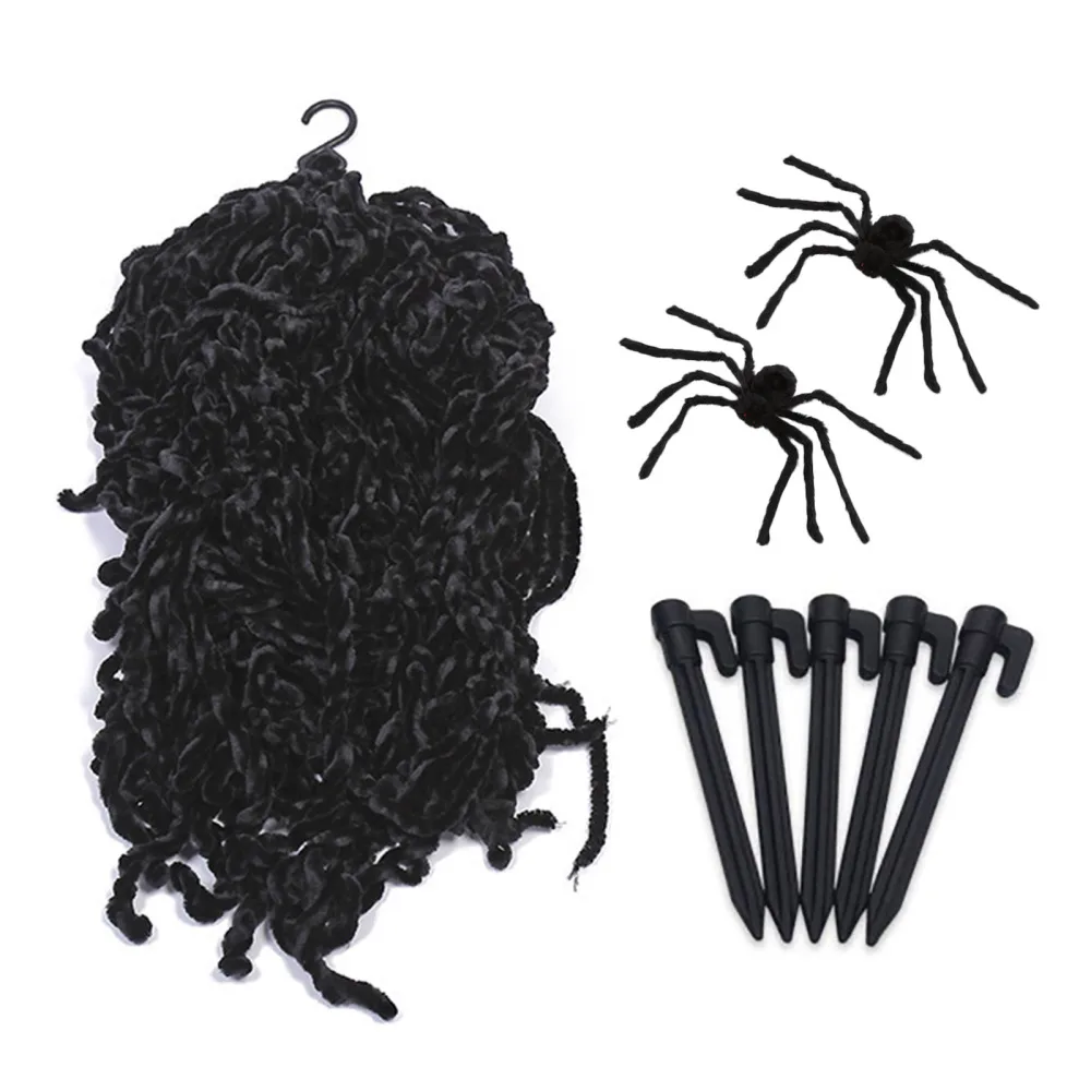 

Имитация паука веб-триангуляции Хэллоуин дом с привидениями бар украшения плюшевый реквизит шерстяная нить Материал прочный с гвоздями