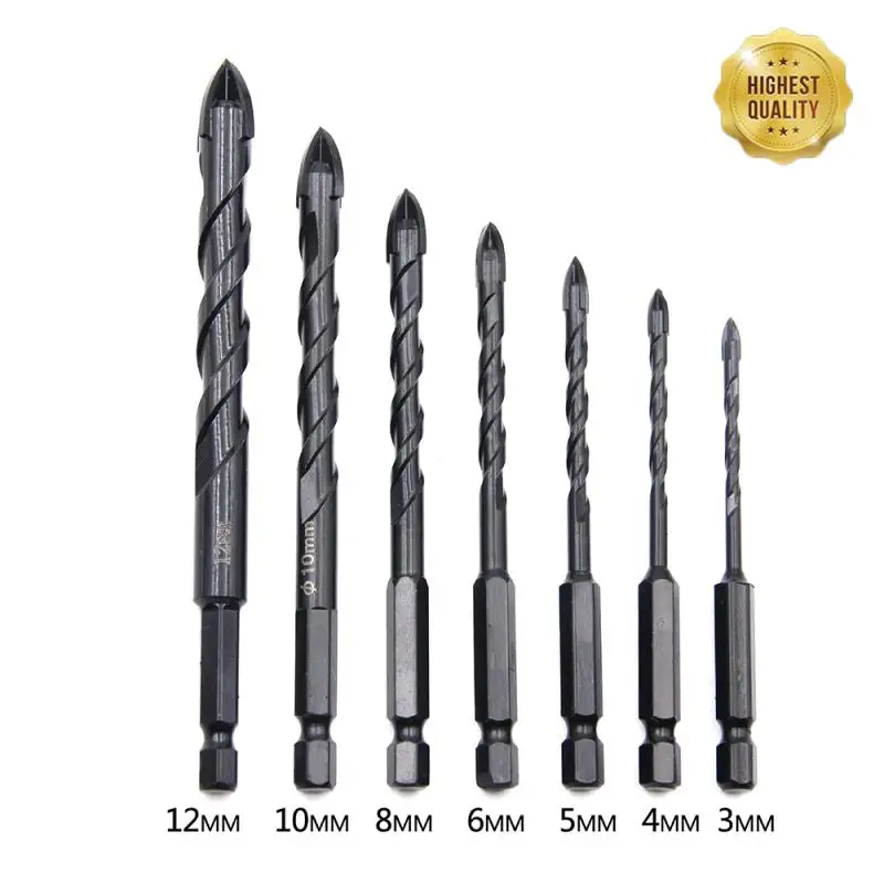 

Durable Bits Hexagonal Handle Black Cross Glass Drill Tile Opening Drill Ceramic Wall Eye-catching Resistance Overlord Drill Set