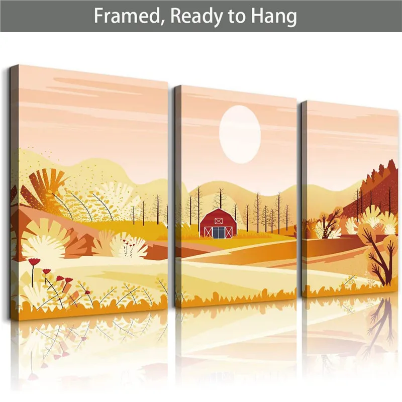 

Yellow abstract landscape Decorative Canvas Painting for Living Room mountain Wall Art Framed Home Decoration Picture Decor Art