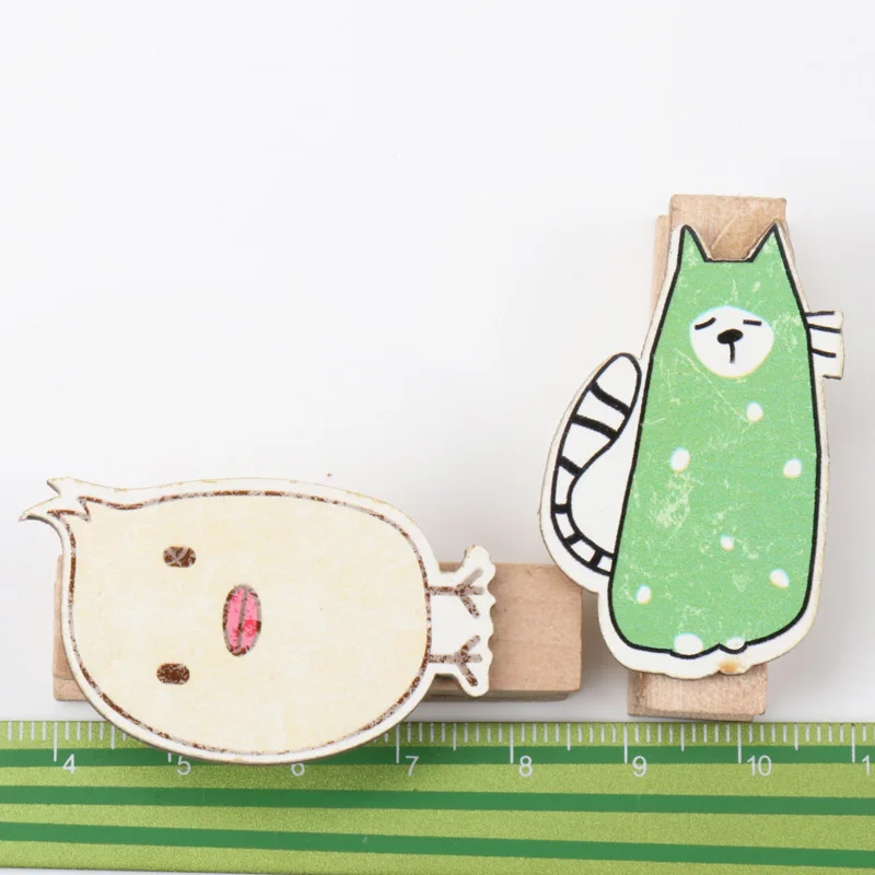 Lovely Children's clothespin Natural Rabbit Chicken Cat Crane Painted Wooden Clothespin Jewelry Handmade 50x25mm 1set - купить по