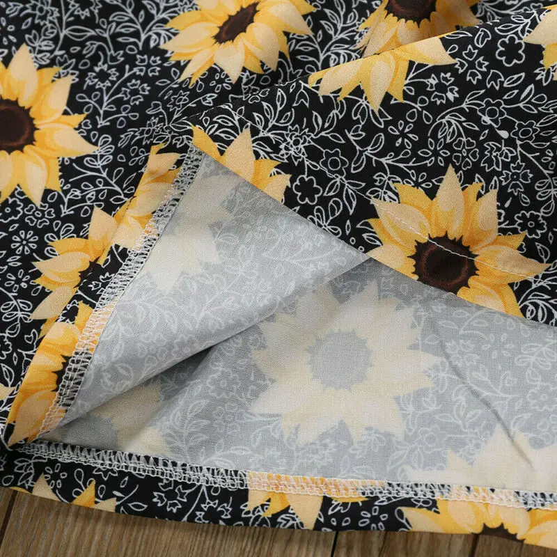 

US New Toddler Kid Baby Girls Short Sleeve Sunflower Cotton Tops+Pants Outfits