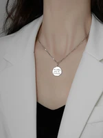 high quality punk style 925 sterling silver coin pendant with text clavicle chain for women jewelry