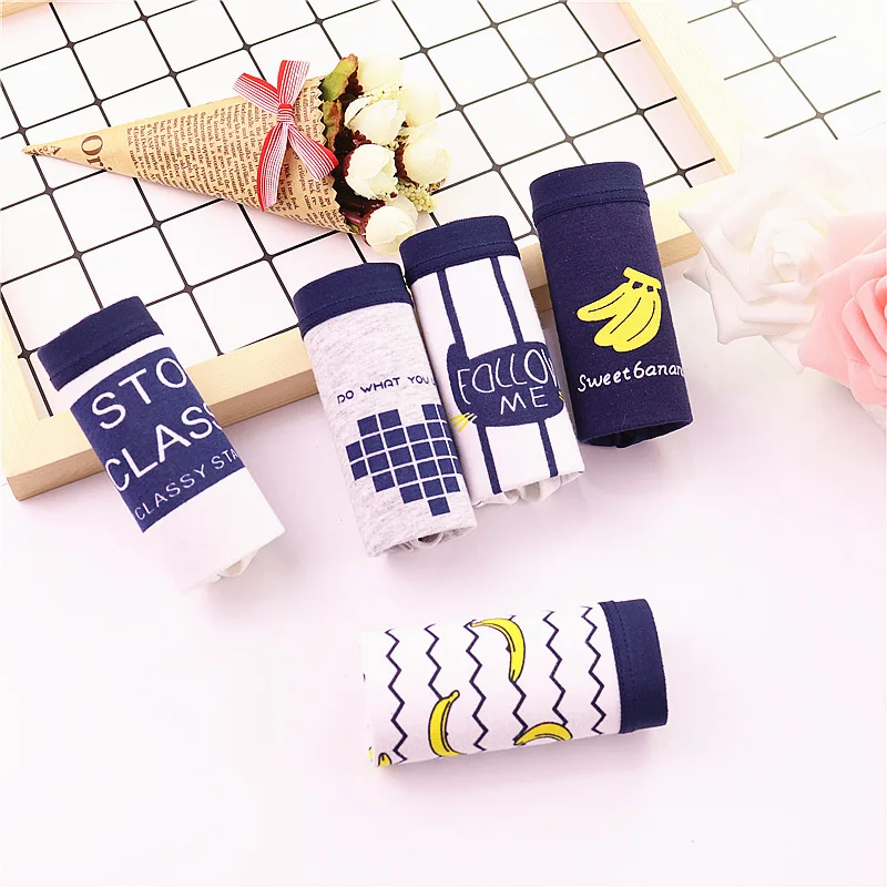 

norns women's underwear triangle cute cartoon girl mid-waist cotton underwear women