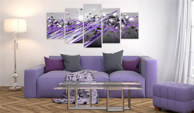 

5 Pieces Modern Abstract Poster White Ball Prints Canvas Print Bling Wall Painting Modular Pictures for Living Room Home Decor