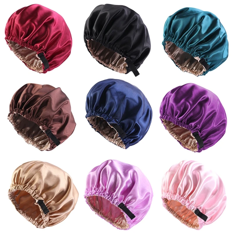 

Satin Bonnet Beanie Hat Double Layers Satin Dome Cap Head Wrap Cover with Neat Stitches Invisible Elastic Band