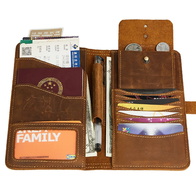 Мужской кошелек из натуральной кожи удлиненный Стильный многофункциональный