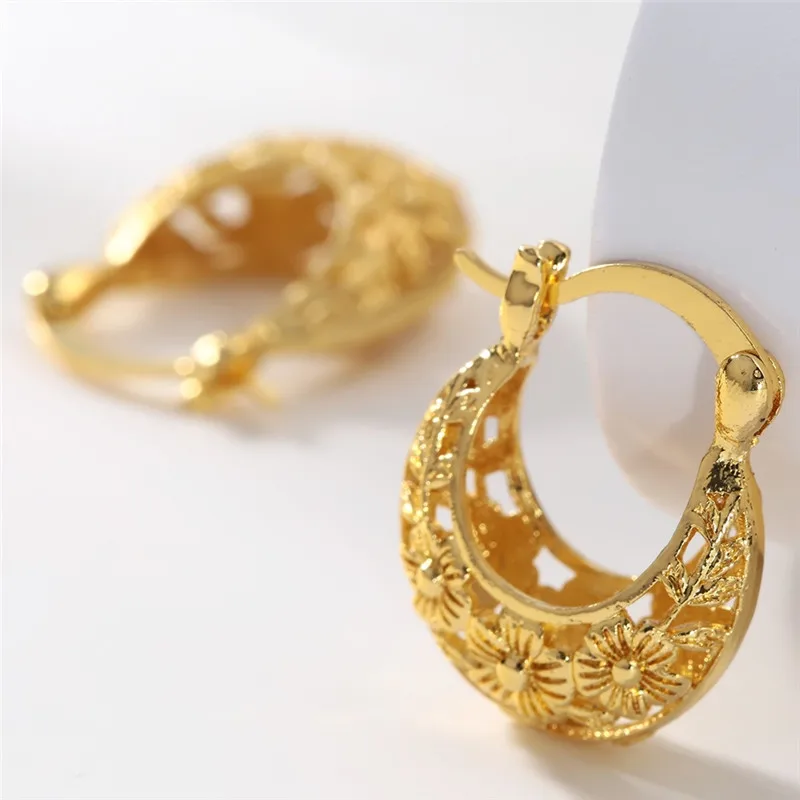 Классические ажурные круглые серьги кольца для женщин Изысканные Позолоченные