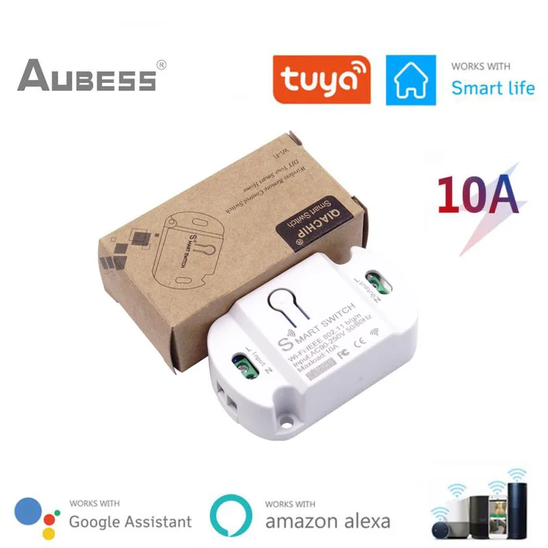 

Aubess Tuya WiFi Smart Switch Timer 10A DIY Wireless Switches Smart Home Automation Compatible With Alexa Google Home Smart Life