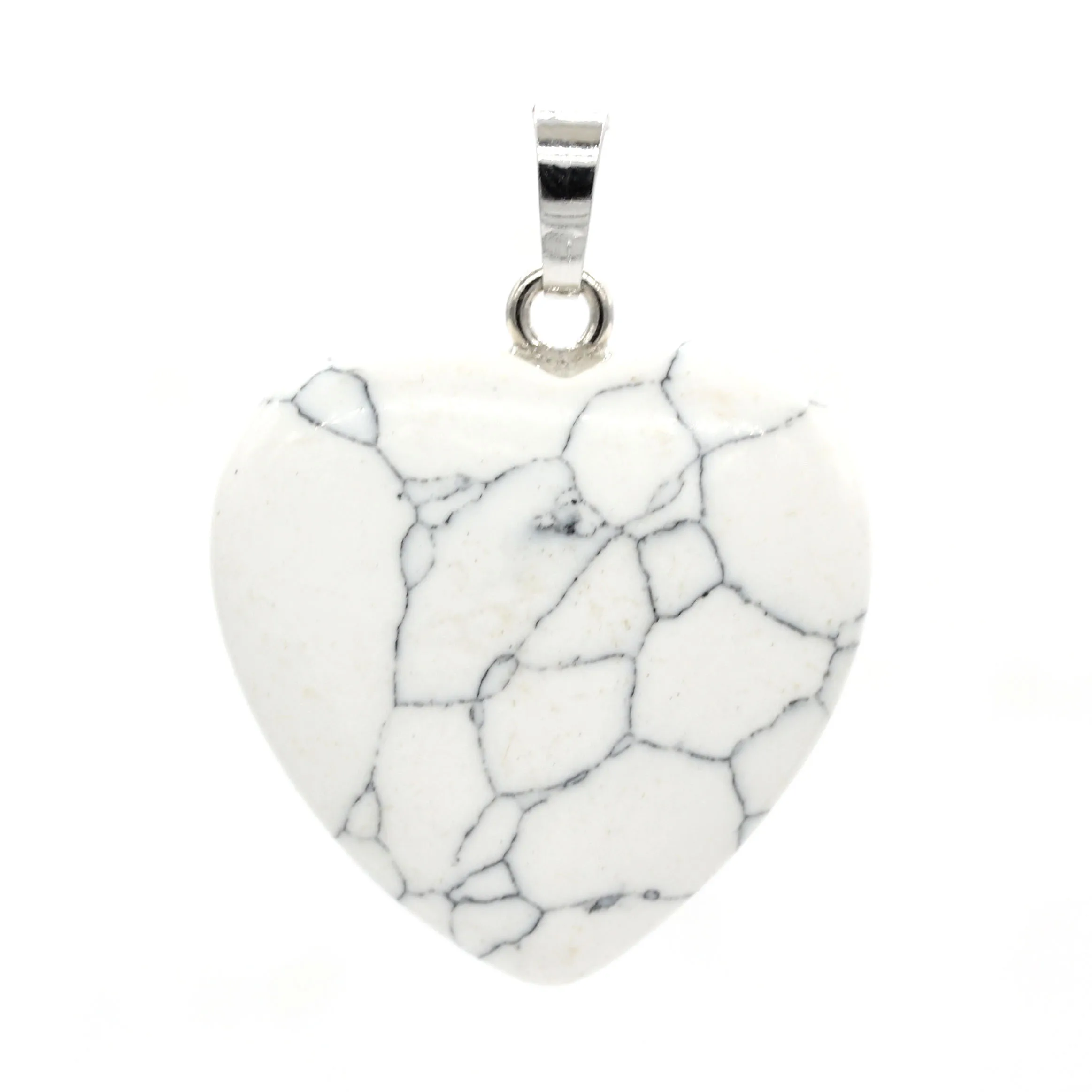 White Howlite Stone Крафт-с бусинами посеребренный романтический стиль любовь сердце кварцевый камень кулон на День святого Валентина ювелирные изделия - Окраска металла: White Howlite Stone