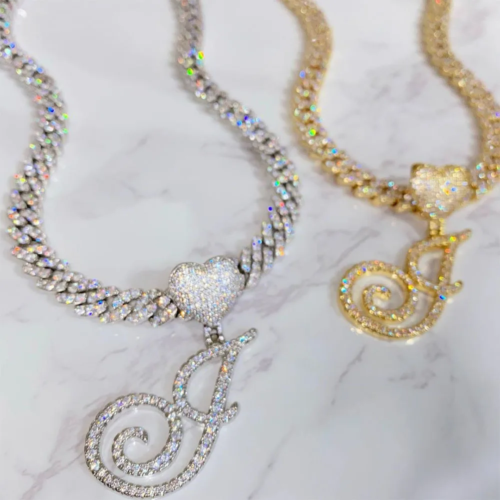 Uwin курсивные буквы с сердцем зажигание 9 мм Сверкающее кубинское женское