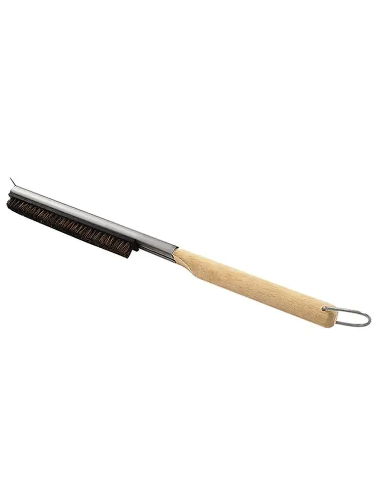 Щетка для чистки пиццы из нержавеющей стали с длинной ручкой деревянная ручка