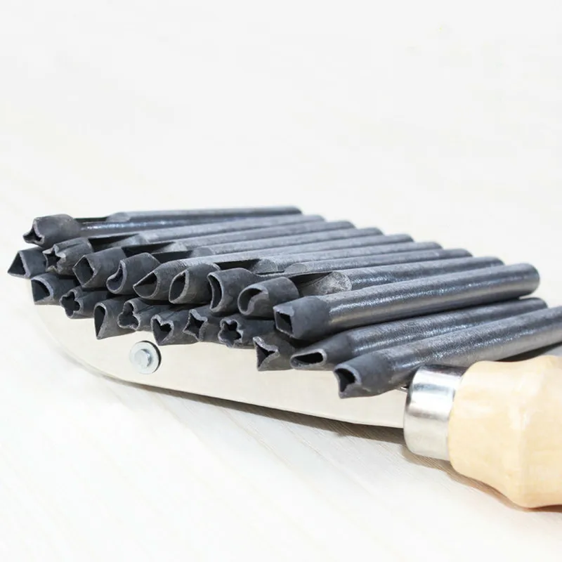 Herramienta de cuero para manualidades, perforadora de cuero con forma de flor, 20 patrones, 5mm-1
