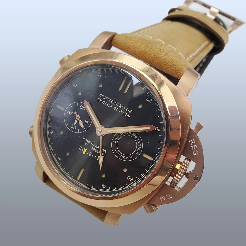 PARNIS мужской механизм Новые автоматические часы запас мощности 44 мм светящаяся