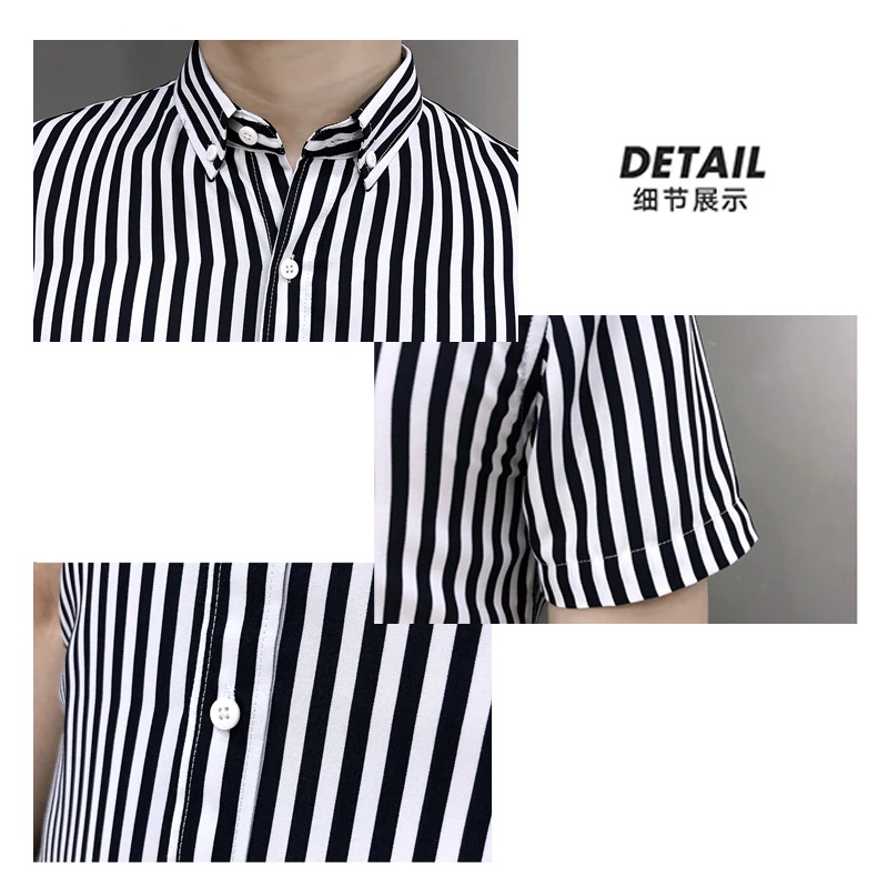 

J-Jay Brand 2021 Summer New Men's Shirt Casual Striped Fashion Skin-friendly Comfortable Short-sleeved Shirt Men's Clothing