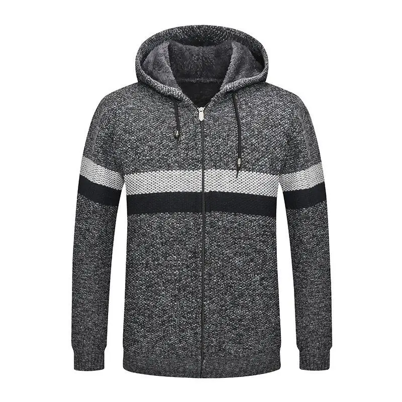 Теплый свитер куртка для мужчин зима 2019 толстый теплый кардиган с капюшоном