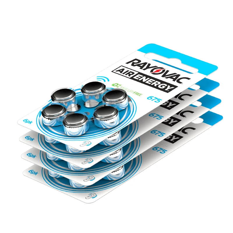 

60 PCS Rayovac Air Energy Hearing Aid Batteries 675A A675 675 PR44 Free Shipping! Zinc Air Hearing Aid Battery Brand