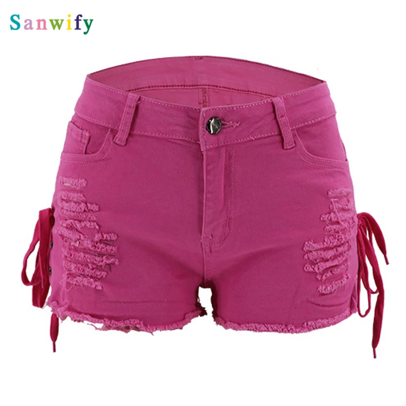 

Summer Women Denim Shorts New High Waist Ripped Short Lace Up 2020