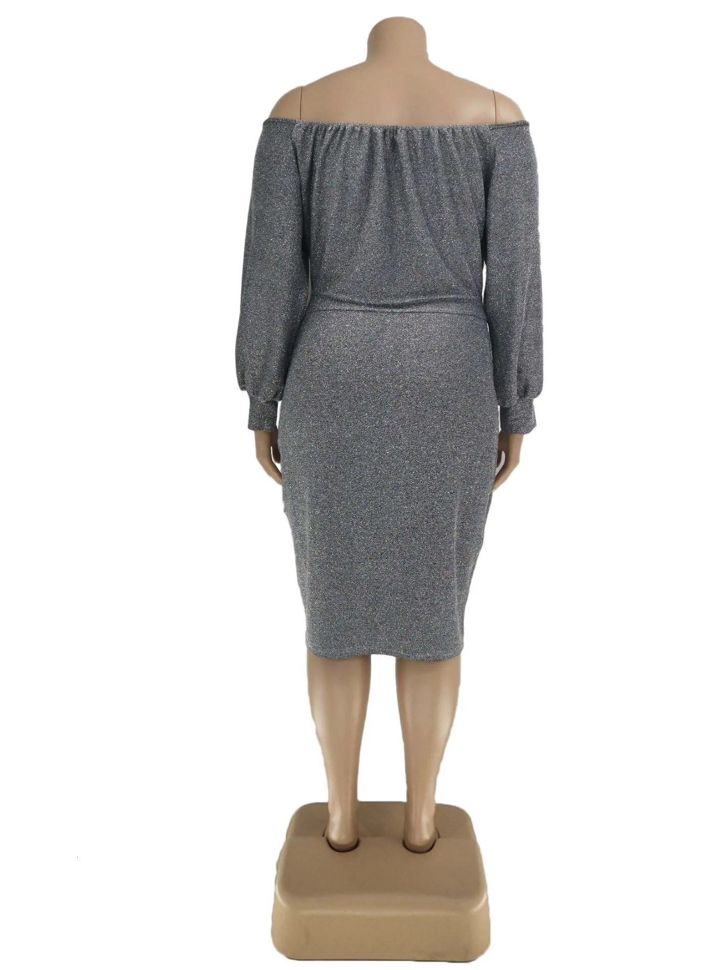Сексуальное платье размера плюс 2xl~ 6xl с открытыми плечами, женские Клубные вечерние платья с длинным рукавом и блестками, блестящие вечерние платья Vestidos