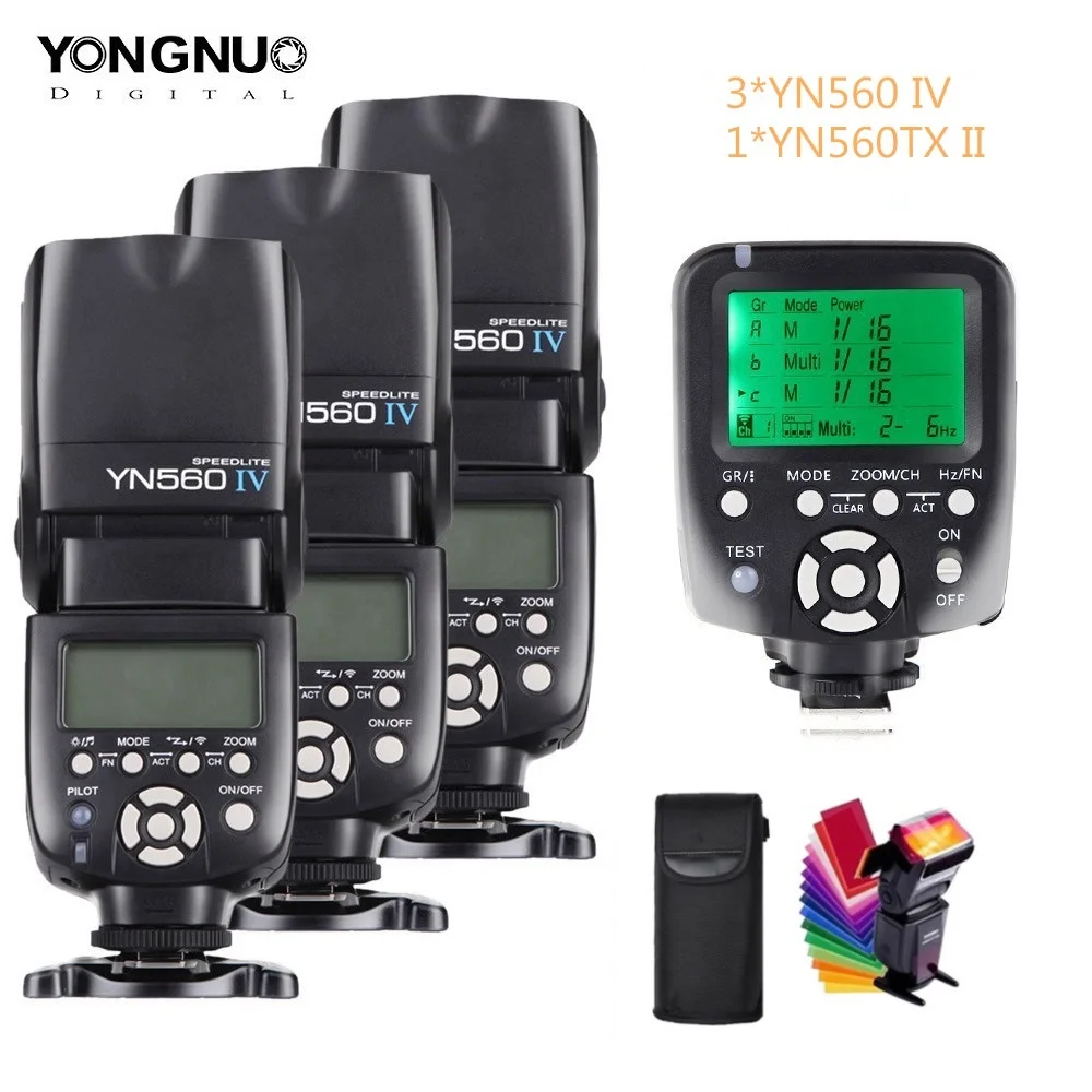 Blue YONGNUOYN560III YN560IV 2,4 ГГц Беспроводная вспышка Speedlite трансивер интегрированный+ YN560TX II триггер передатчик для Canon Nikon - Цвет: Blue
